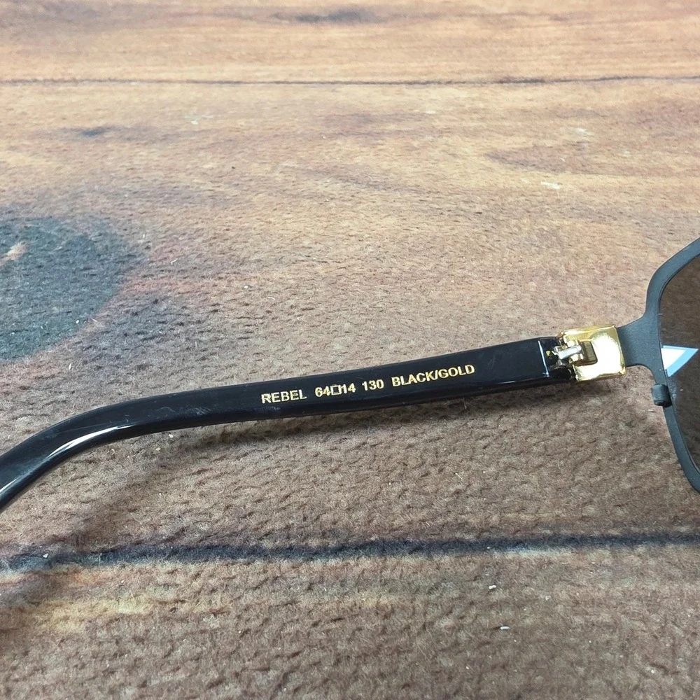 Affliction Rebel Sunglasses Mens OS Black Gold Good Fleur De Lis Gothic Aviator